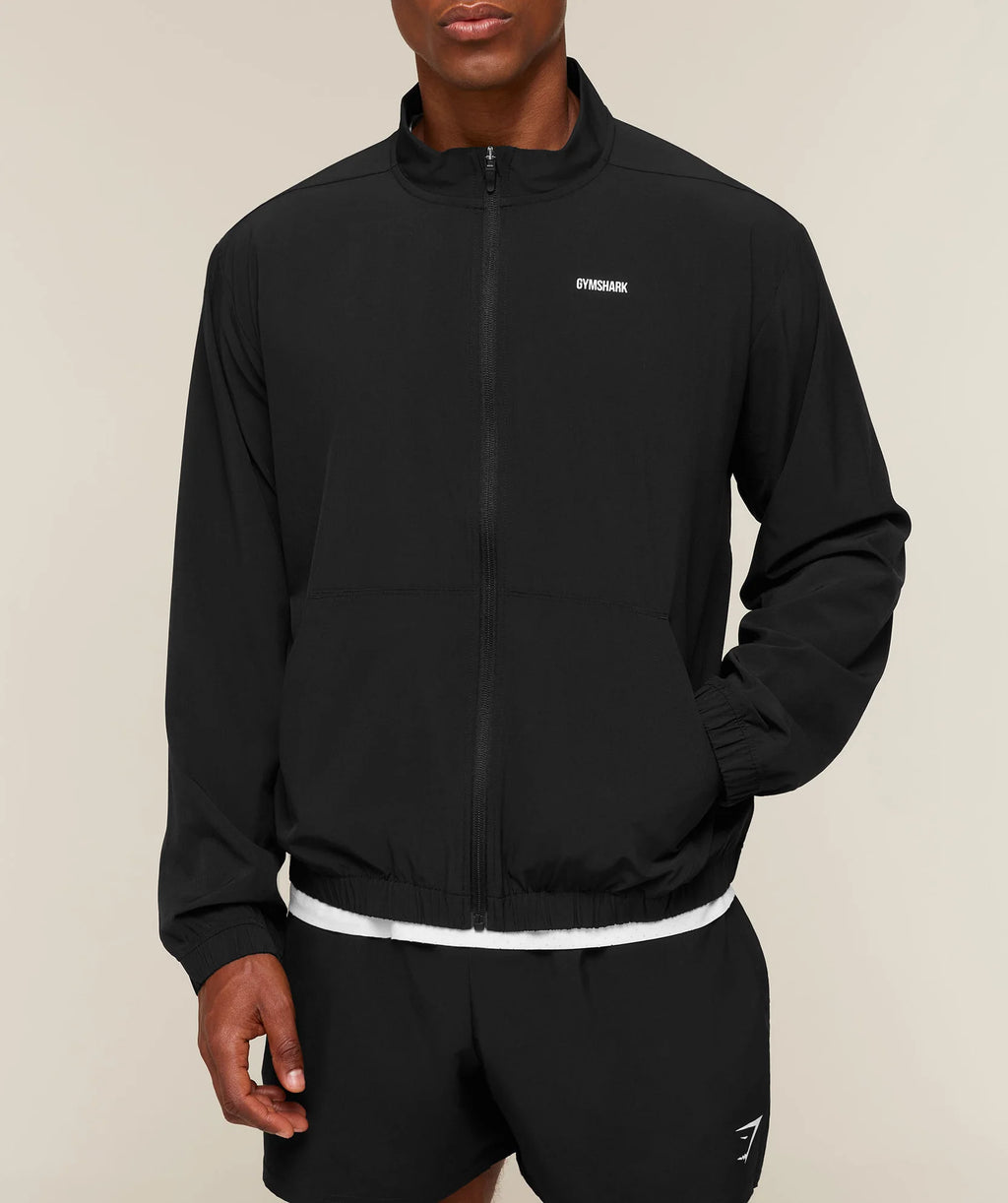 *GYMSHARK -Train Track Jacket, Black, Mens' Size Large