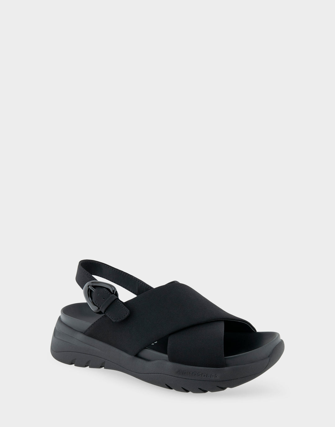 (9M) Aerosoles Women's Sneaker Sandals in Black Stretch Gabardine Fabric Style: Harlow