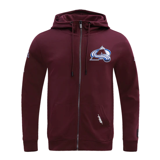NHL COLORADO AVALANCHE CLASSIC CHENILLE MEN'S DK FULL ZIP PULLOVER HOODIE SIZE:XL
