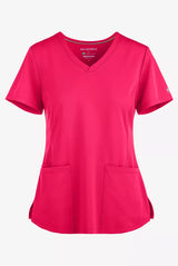 HH Works by Healing Hands Monica Women's 4-Pocket STRETCH V-Neck Scrub Top - Carnation Pink - Size XS