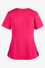 HH Works by Healing Hands Monica Women's 4-Pocket STRETCH V-Neck Scrub Top - Carnation Pink - Size XS