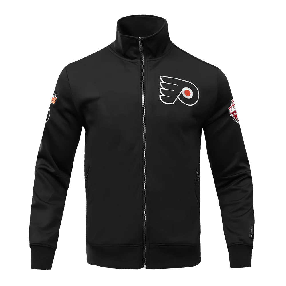 NHL PHILADELPHIA FLYERS CLASSIC CHENILLE MEN'S DOUBLE KNIT TRACK JACKET- SIZE: XL