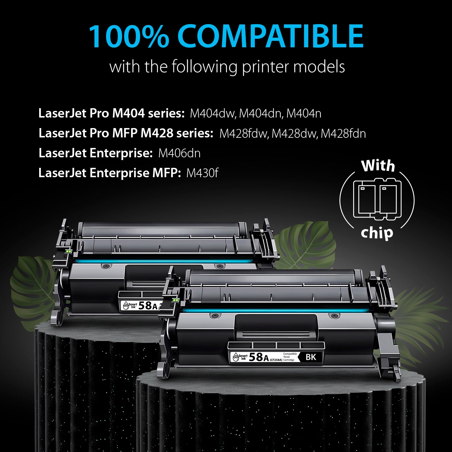 Compatible HP 58А Toner Cartridge Replacement (2 Black), Smart Ink