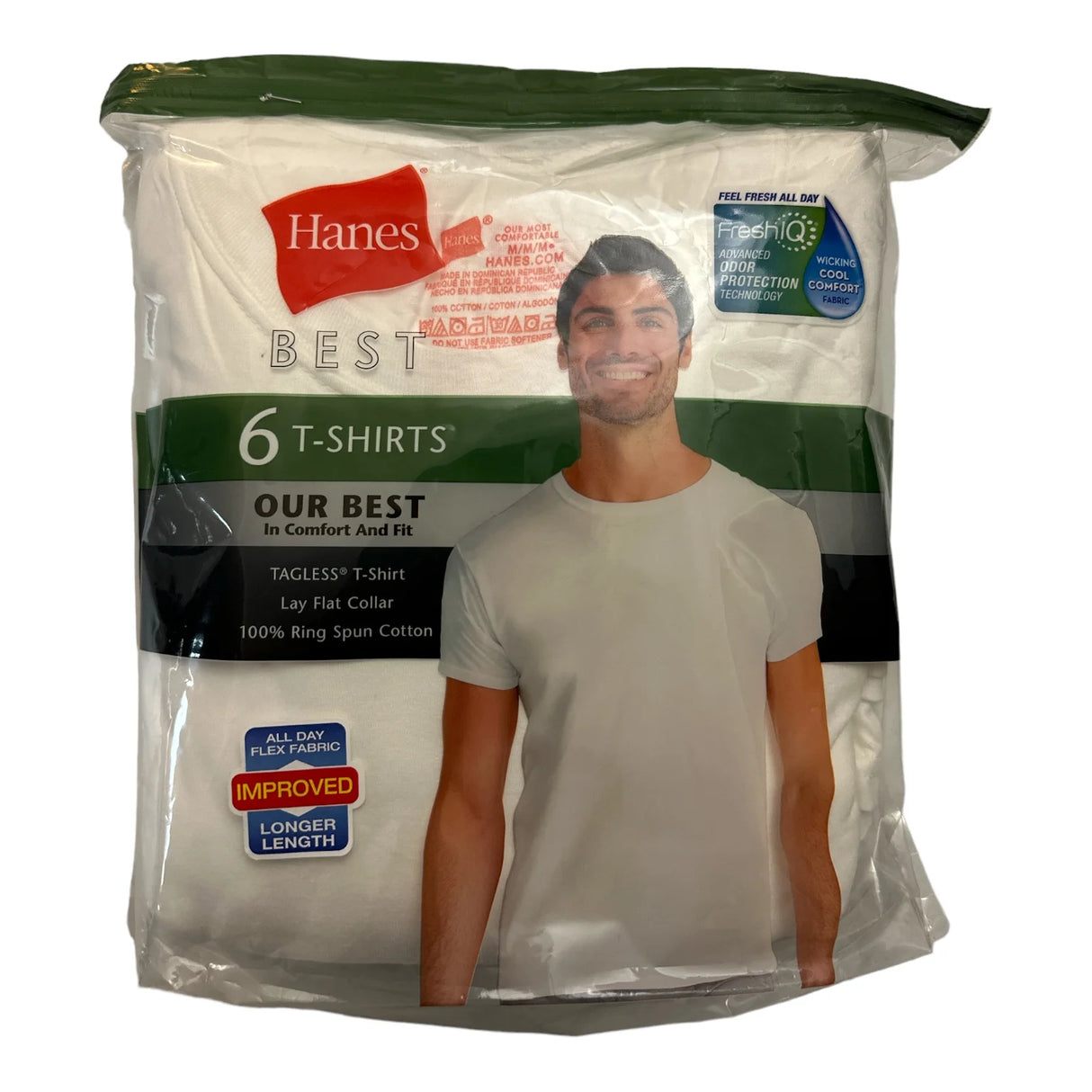 Hanes Men's 6-Pack Best Tagless Ring Spun Cotton Crewneck Short Sleeve T-Shirts (White, XXL)