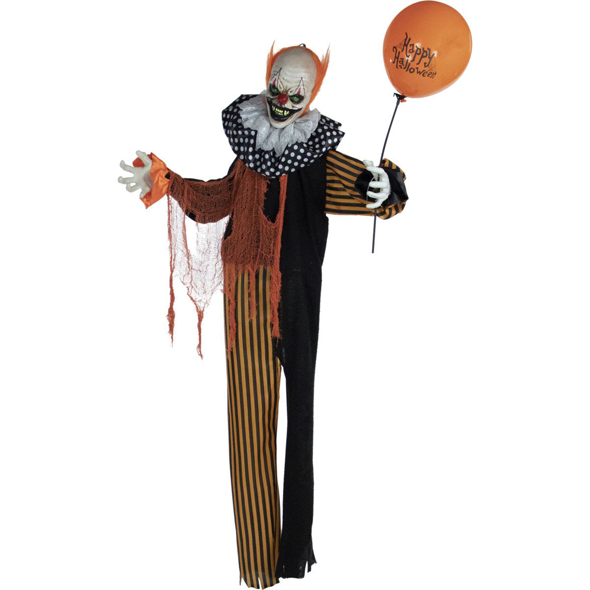 Haunted Hill Farm 5.5 ft. tall Life-Size Scary Talking Clown, Halloween Animatronic with Motion and Touch Activated Lights and Sounds, Halloween Home Décor