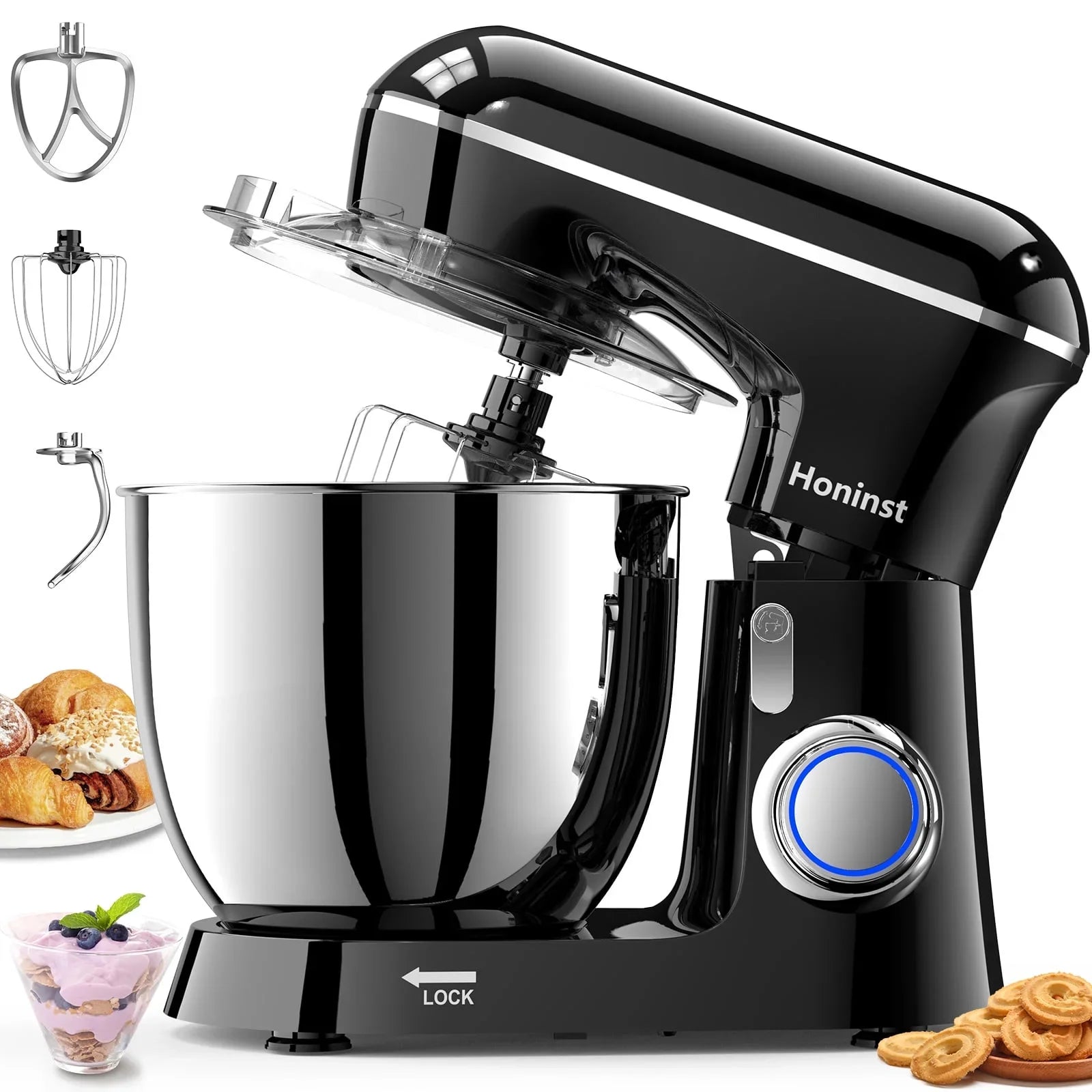 HONINST 6.5QT Electric Stand Mixer - Lightweight - Model SM1531PN - Onyx Black