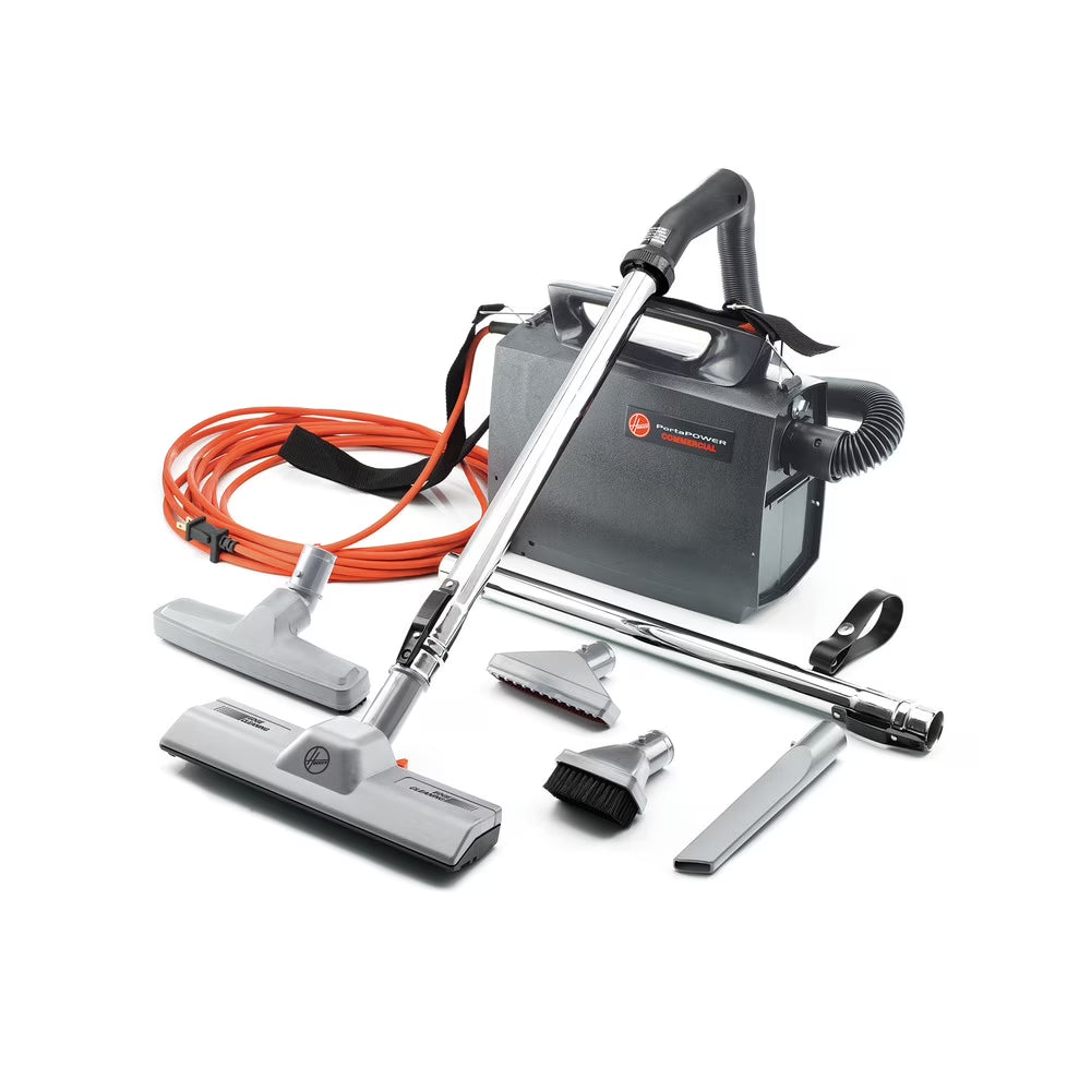 Hoover Commercial PortaPOWER Canister Vacuum Cleaner, Bagged, Corded, 35 Feet, Lightweight, Tool Kit, for Carpet, Hard Floors, and Upholstery, CH30000