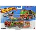 Hot Wheels Toy Car & Truck, Super Rigs 1:64 Scale Race Car & Matching Semi Truck Transporter
