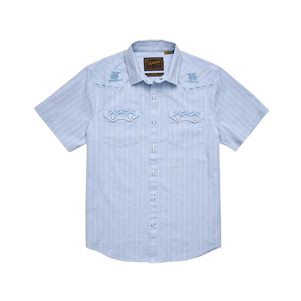 Deluxe Crosscut Short Sleeve Shirt by HOWLER BROTHERS - Surfbird: Sky Oxford Dobby
