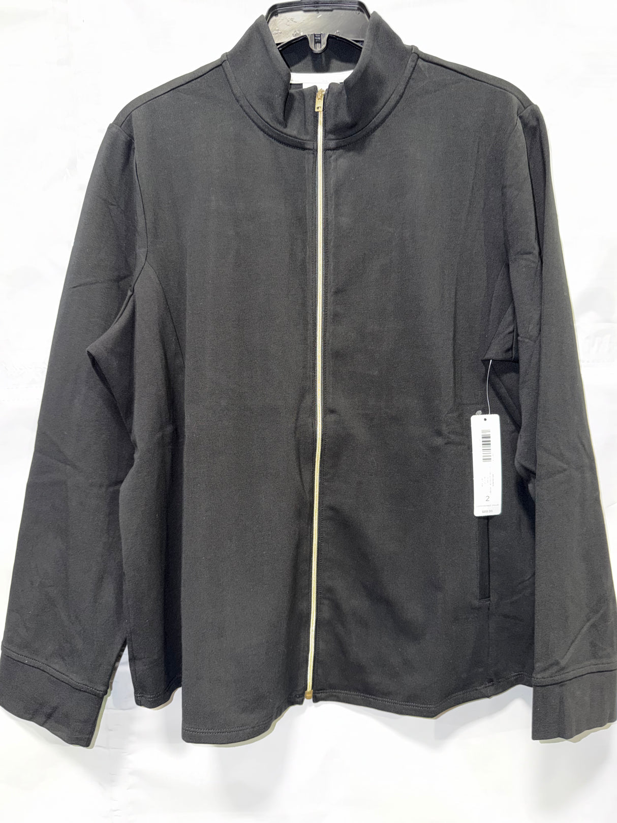 Chico's Weekend collection Cotton Span Zip up Jacket  - Black