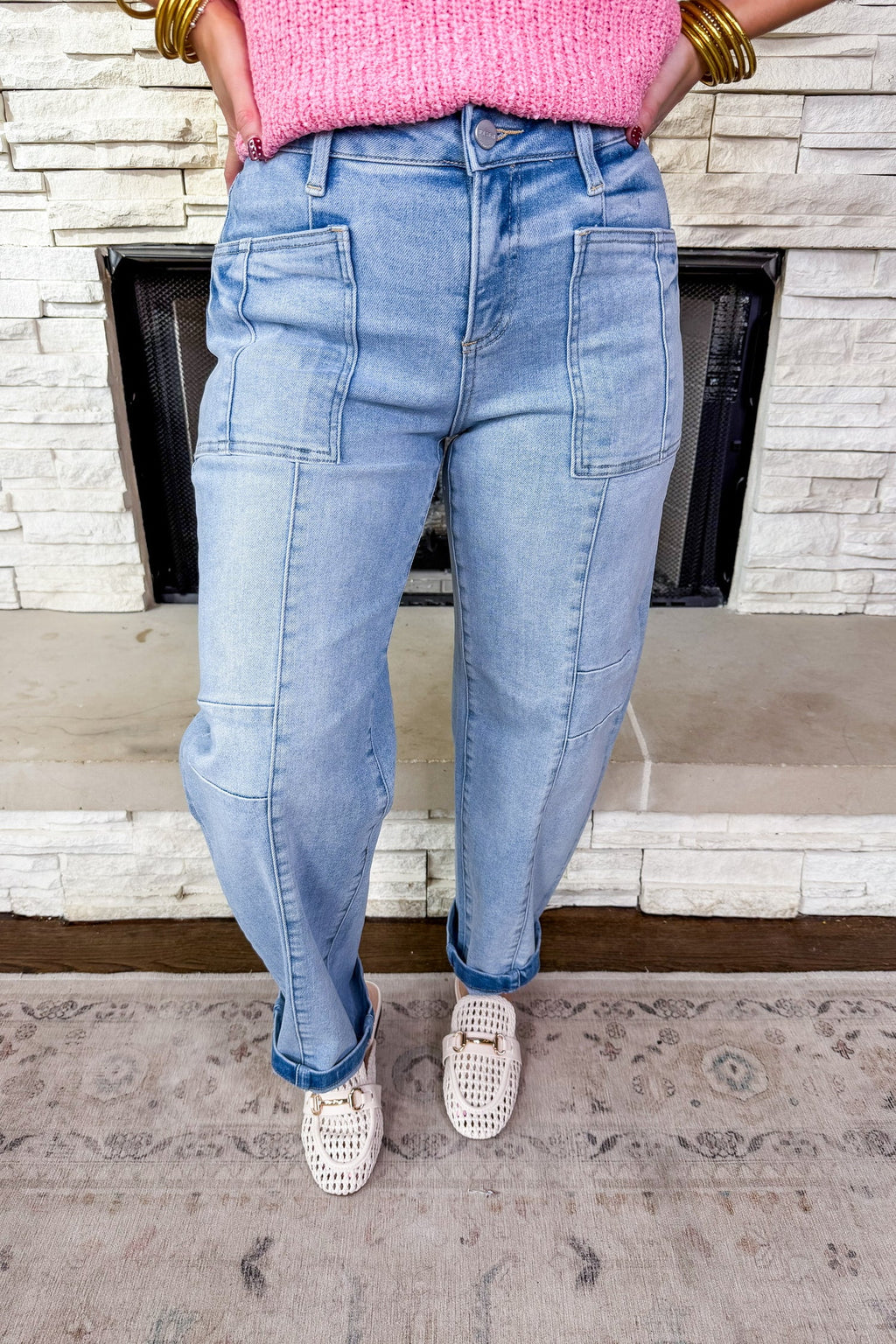 The Megan Jeans by Risen - Lighter Wash Barrel Denim