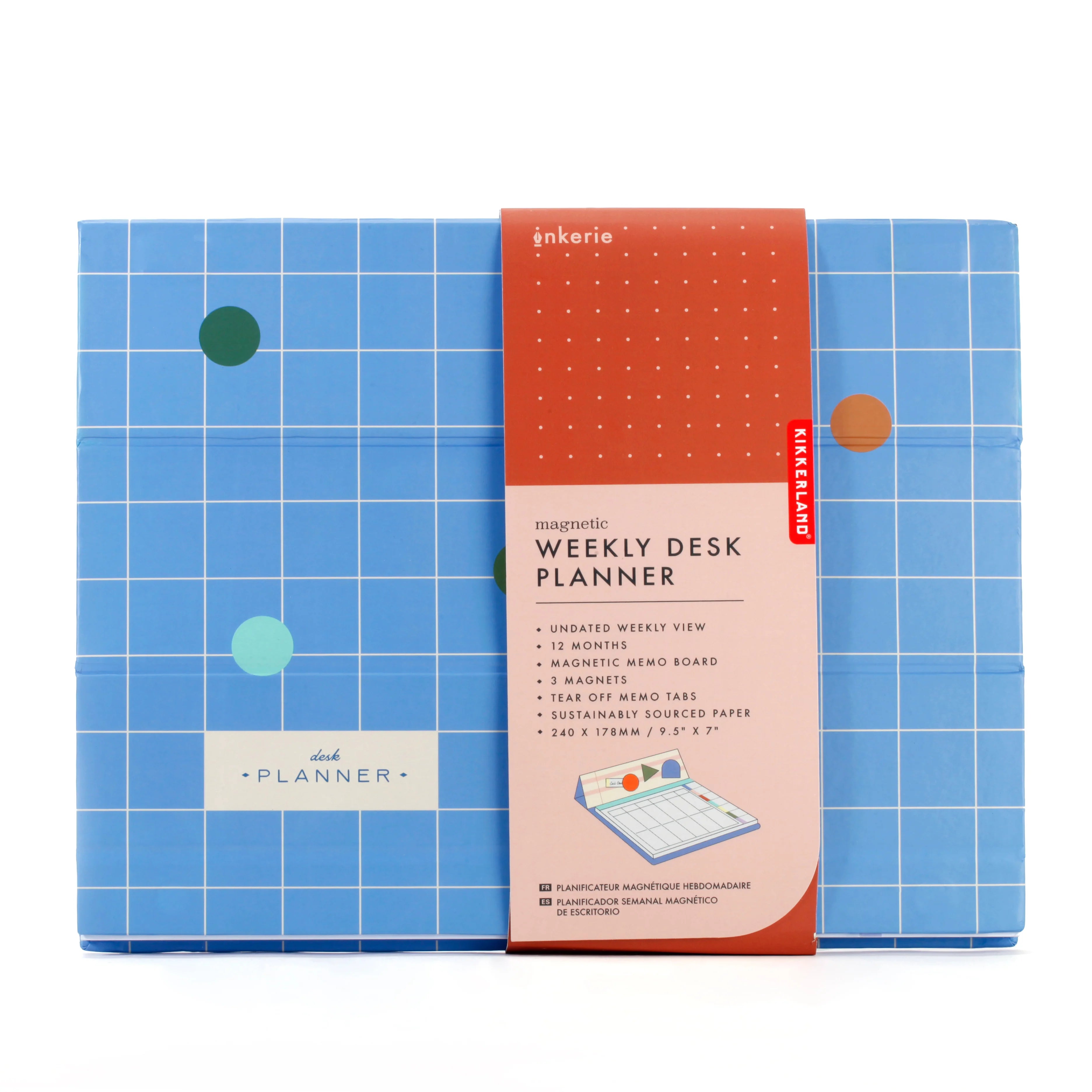 Kikkerland Inkerie Foldable Magnetic Weekly Desk Planner (Blue)
