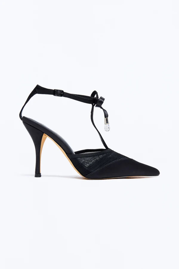 *Fashion Nove Easy Choice Satin Pumps, Black, Womens' Size 7.5