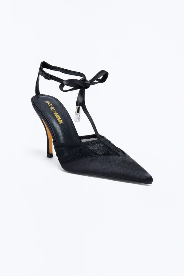 *Fashion Nove Easy Choice Satin Pumps, Black, Womens' Size 7.5