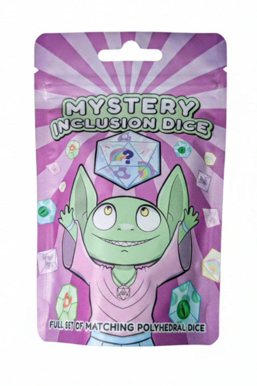 MYSTERY DICE GOBLIN - Mystery Filled/Inclusion Dice Bag - Full Set of Matching Polyhedral Dice - 1 Set