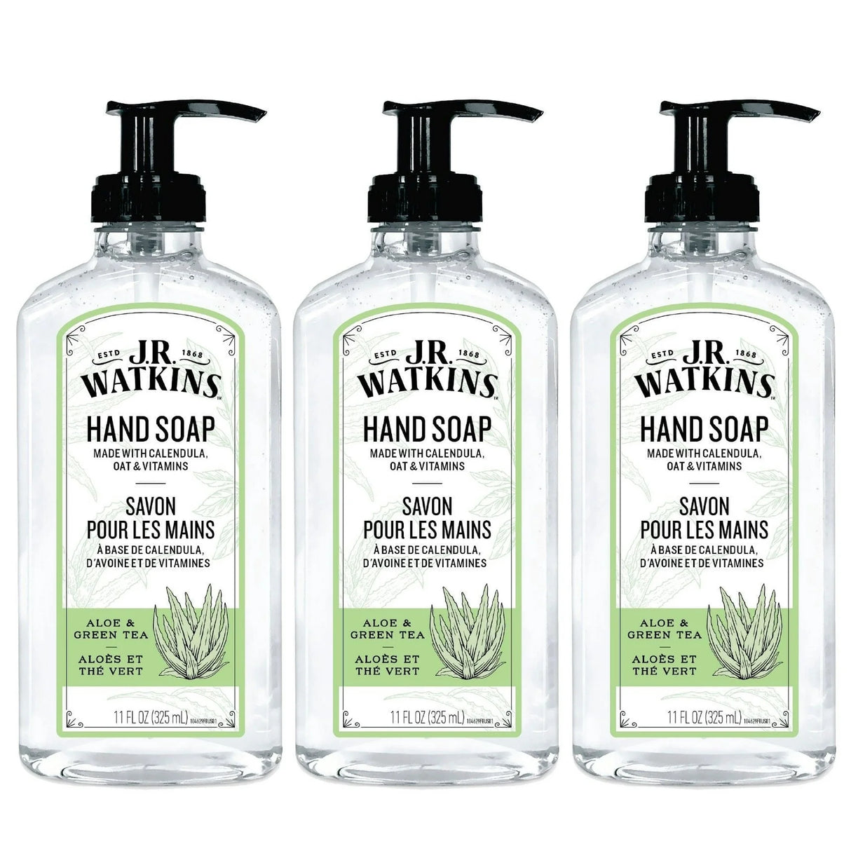 J.R. Watkins Gel Hand Soap - Aloe & Green Tea - 3 x 11 fl. oz.