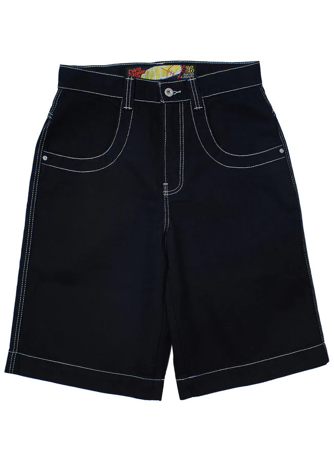 JNCO 101 Twin Cannon Shorts Black/Silver 14" Inseam Size 34