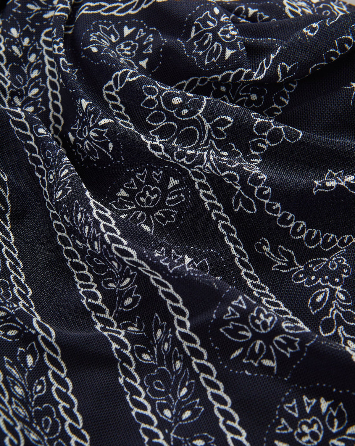Sylviani Bandana Midi Dress by Veronica Beard - Navy/Dove White - Size Small