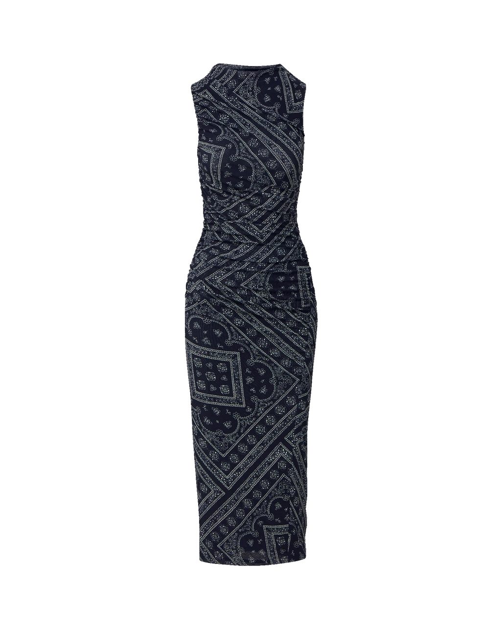 Sylviani Bandana Midi Dress by Veronica Beard - Navy/Dove White - Size Small