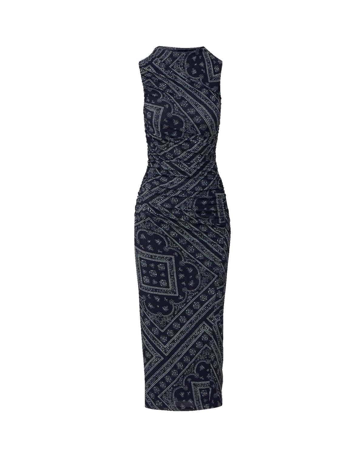 Sylviani Bandana Midi Dress by Veronica Beard - Navy/Dove White - Size Small