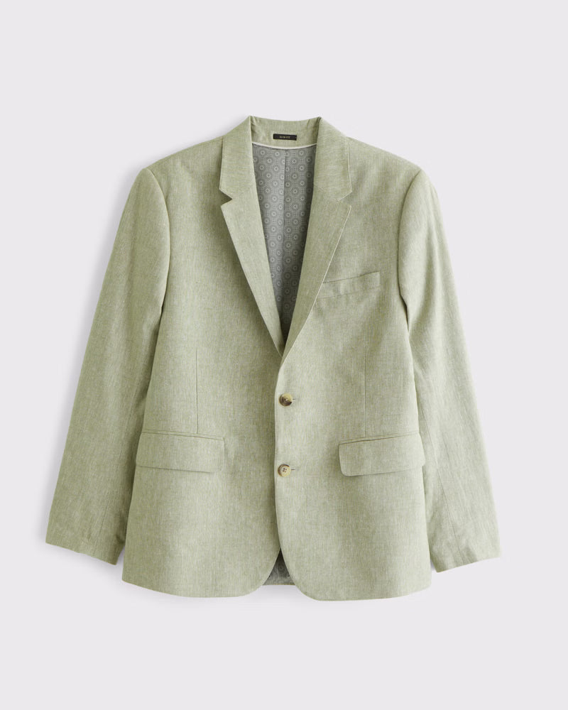 Abercrombie & Fitch Linen Blend Slim Fit Single Breasted Blazer & Pants Set
