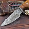 Everyday Carry Damascus Skinner Item Walnut wood For Hunter Wild Life EDC