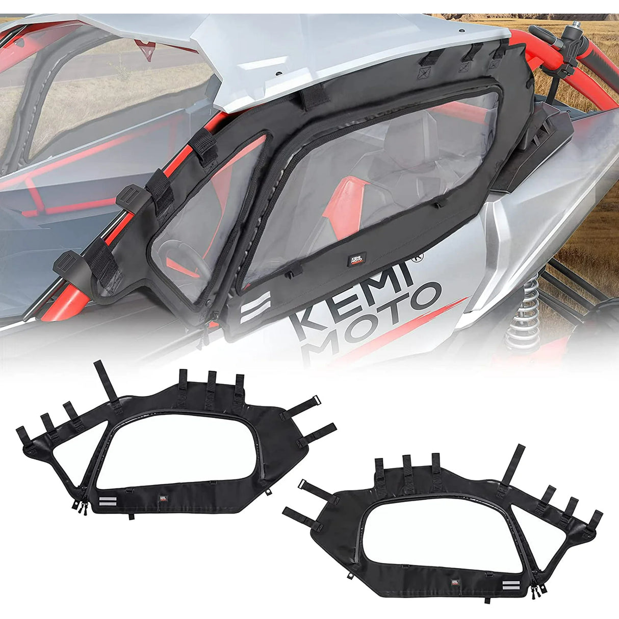 Kemimoto Soft Upper Door Set Enclosure Kit for 2017-2023 Can Am Maverick X3 2-seat