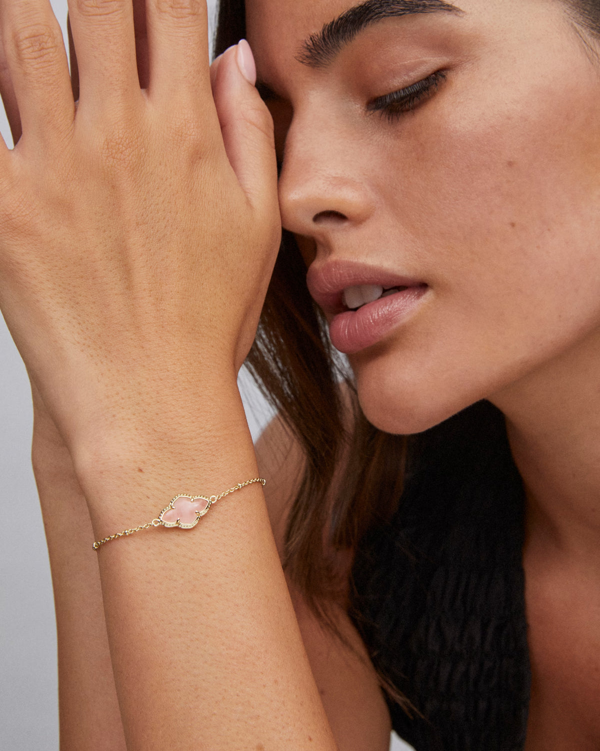 Kendra Scott - Abbie Gold Satellite Chain Bracelet in Rose Quartz
