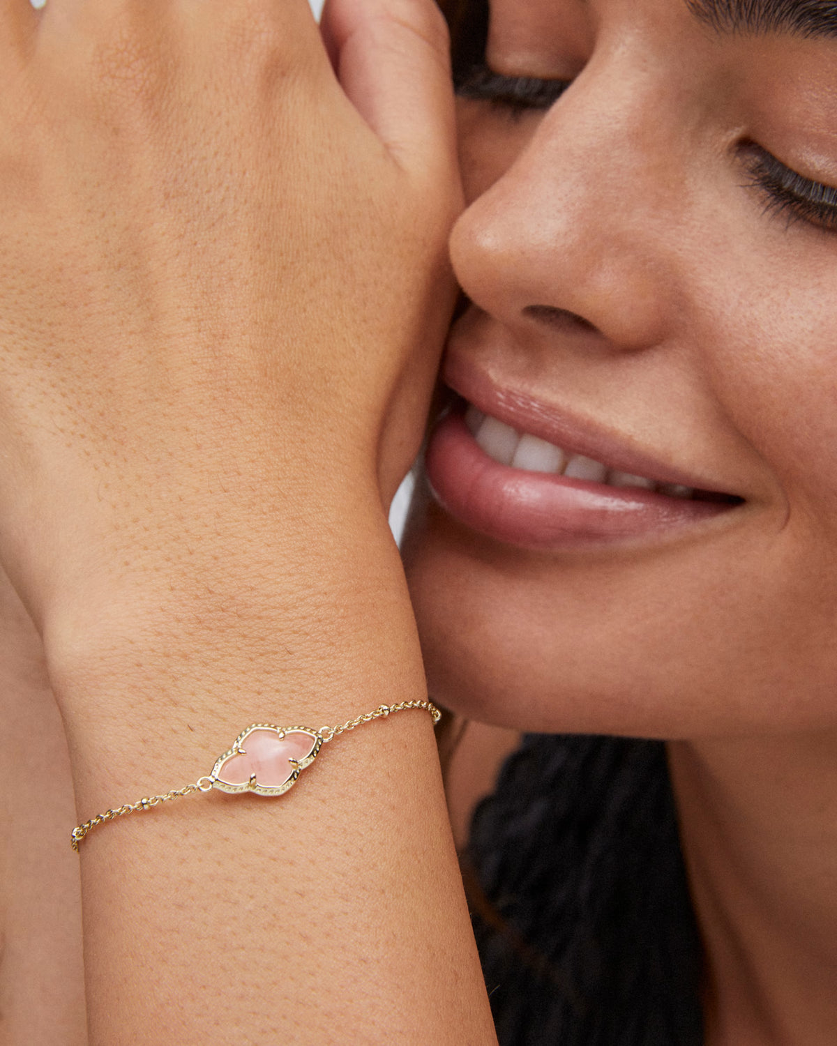 Kendra Scott - Abbie Gold Satellite Chain Bracelet in Rose Quartz