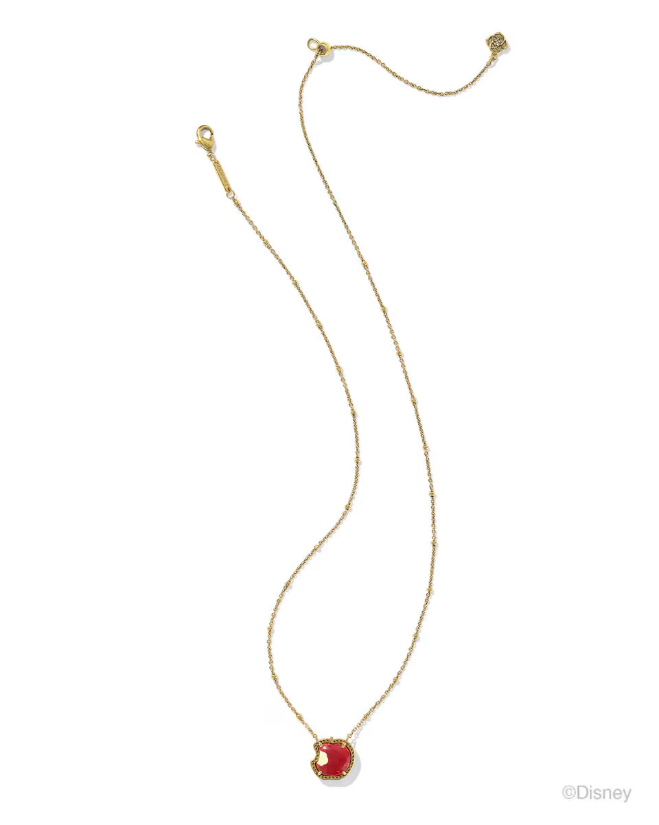 Disney | Kendra Scott Snow White Vintage Gold Apple Short Pendant Necklace in Red Lab Grown Opal