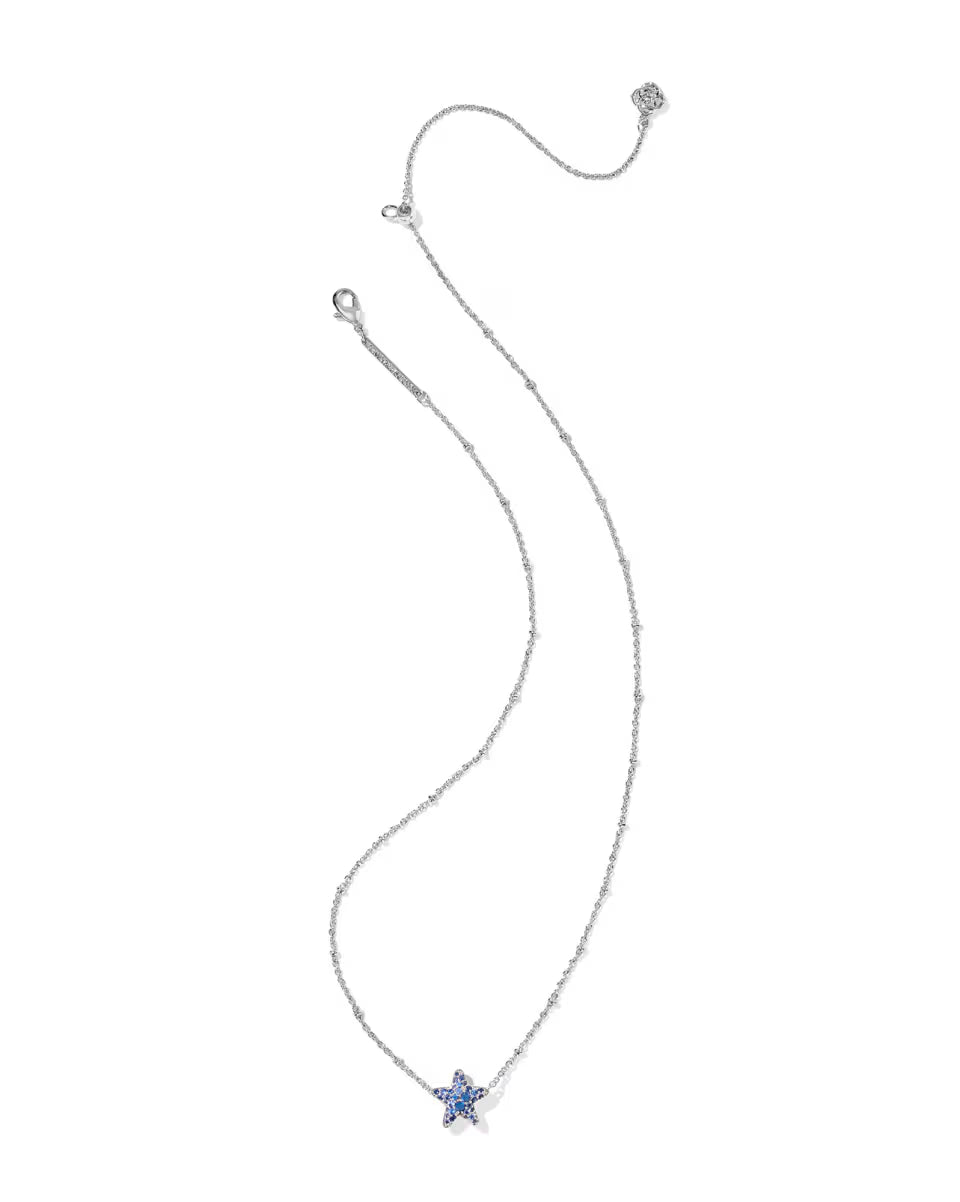 Kendra Scott Jae Star Silver Pave Short Pendant Necklace