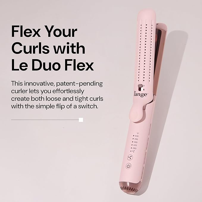 L'ANGE HAIR Le Duo Flex 360° Airflow Titanium Styler Blush | Adjustable Tension Curler & Waver | Blush