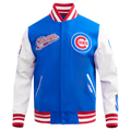 MLB Chicago Cubs Script Tail Men's Rib Wool Varsity - Royal Blue/Red - L