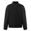 MLB CHICAGO WHITE SOX TRIPLE BLACK BIG BOY'S WOOL VARSITY JACKET - MED