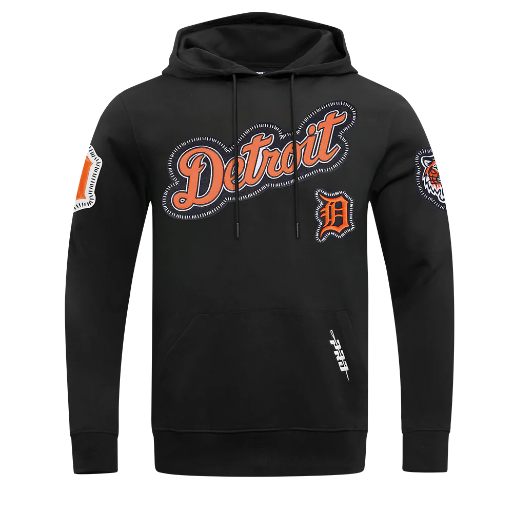 MLB DETROIT TIGERS DIY PICK STITCH MEN'S DOUBLE KNIT PULLOVER HOODIE- SIZE: LG
