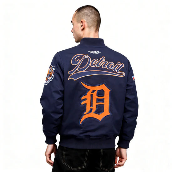 MLB Detroit Tigers Living Large Men's Twill Jacket - Midnight Navy - Size XL