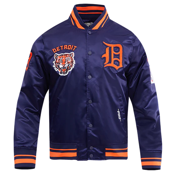 MLB DETROIT TIGERS RETRO CLASSIC MEN'S RIB SATIN JACKET-SMALL