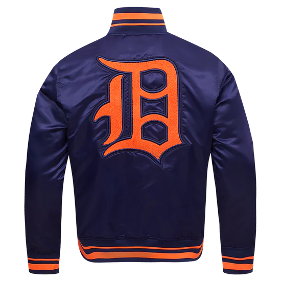 MLB DETROIT TIGERS RETRO CLASSIC MEN'S RIB SATIN JACKET-SMALL