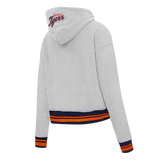 MLB DETROIT TIGERS SCRIPT TAIL WOMEN'S RIB FLEECE CROPPED PULLOVER HOODIE- large