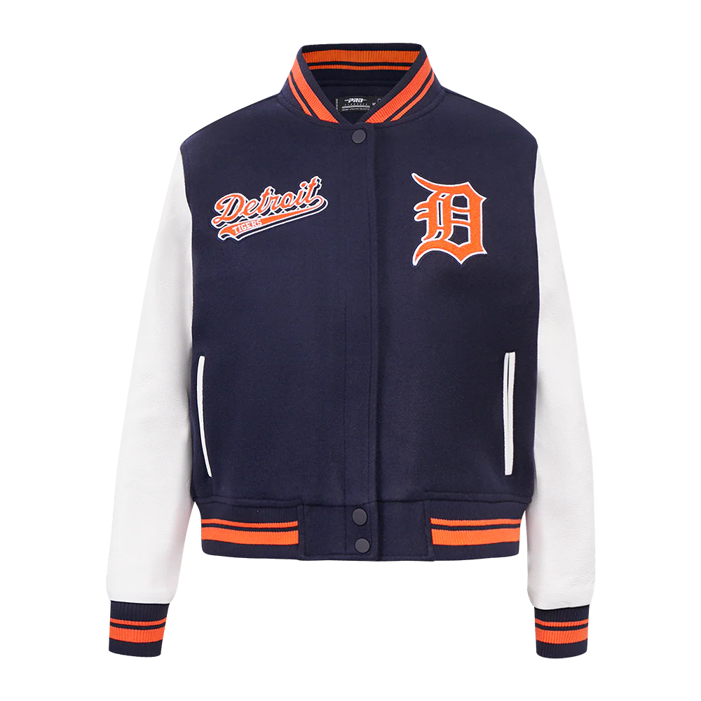 MLB DETROIT TIGERS SCRIPT TAIL WOMEN'S WOOL VARSITY JACKET-SZ:MED