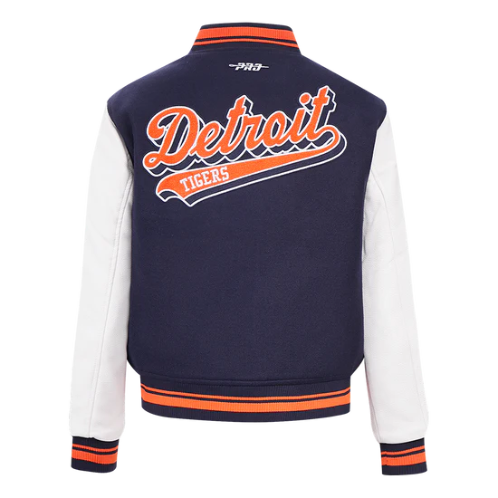 MLB DETROIT TIGERS SCRIPT TAIL WOMEN'S WOOL VARSITY JACKET-SZ:MED