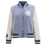 MLB DETROIT TIGERS VARSITY BLUES WOMEN'S DENIM VARSITY JACKET-XL