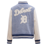 MLB DETROIT TIGERS VARSITY BLUES WOMEN'S DENIM VARSITY JACKET-XL