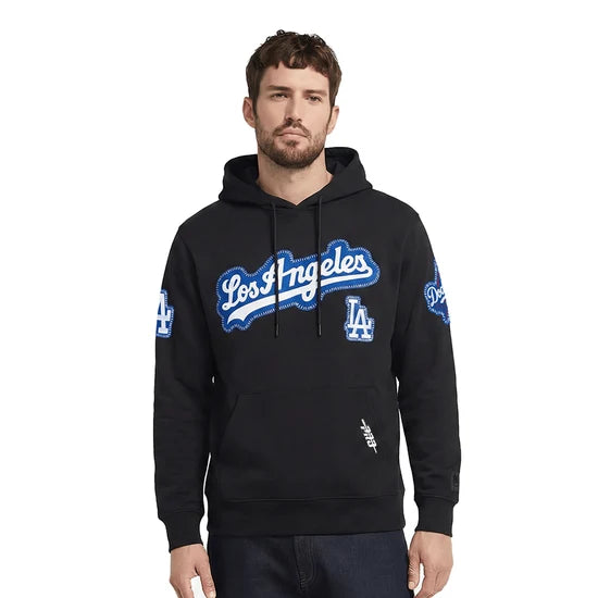 MLB LOS ANGELES DODGERS DIY PICK STITCH MEN'S DOUBLE KNIT PULLOVER HOODIE - L