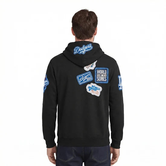 MLB LOS ANGELES DODGERS DIY PICK STITCH MEN'S DOUBLE KNIT PULLOVER HOODIE - L