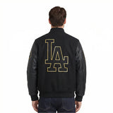 MLB Los Angeles Dodgers Black & Gold Men's Wool Varsity Jacket - Jet Black - Size XL
