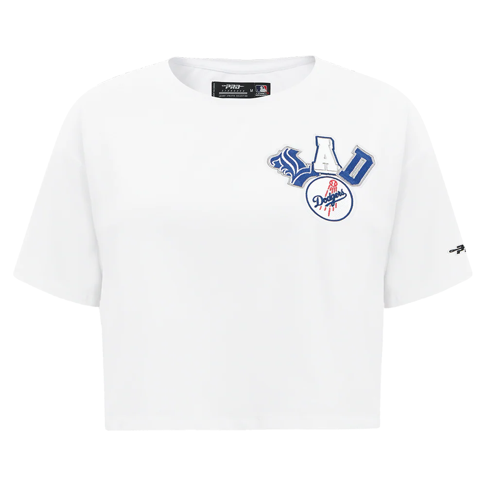 PRO STANDARD - XL WOMEN'S MLB LOS ANGELES DODGERS CITY RANSOM SINGLE JERSEY BOXY TEE - WHITE