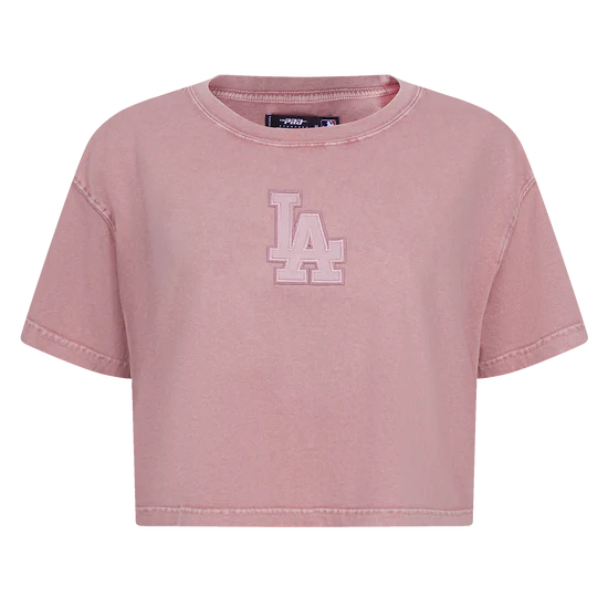MLB LOS ANGELES DODGERS WASHED CLASSIC WOMEN'S ENZYME WASH BOXY TEE- SMALL