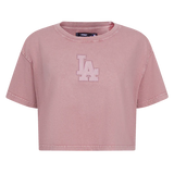 MLB LOS ANGELES DODGERS WASHED CLASSIC WOMEN'S ENZYME WASH BOXY TEE- SMALL