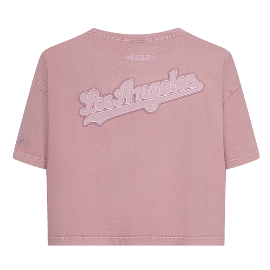 MLB LOS ANGELES DODGERS WASHED CLASSIC WOMEN'S ENZYME WASH BOXY TEE- SMALL